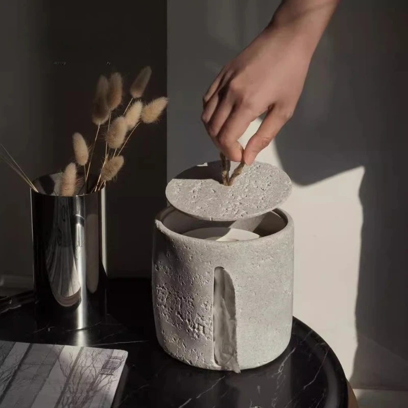 

Travertine Jewelry Storage Vessel Square Round Empty Natural Marble Candy Jar Cosmetics Box Home Decor Bathroom Organizer