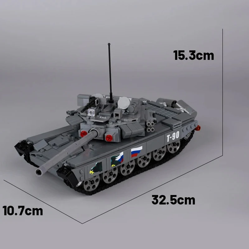 MOC Russia Military T-90 Main Battle Tank Truck Building Blocks WW2 Armored Transport Vehicle Army Cannon Car Weapons Bricks Toy