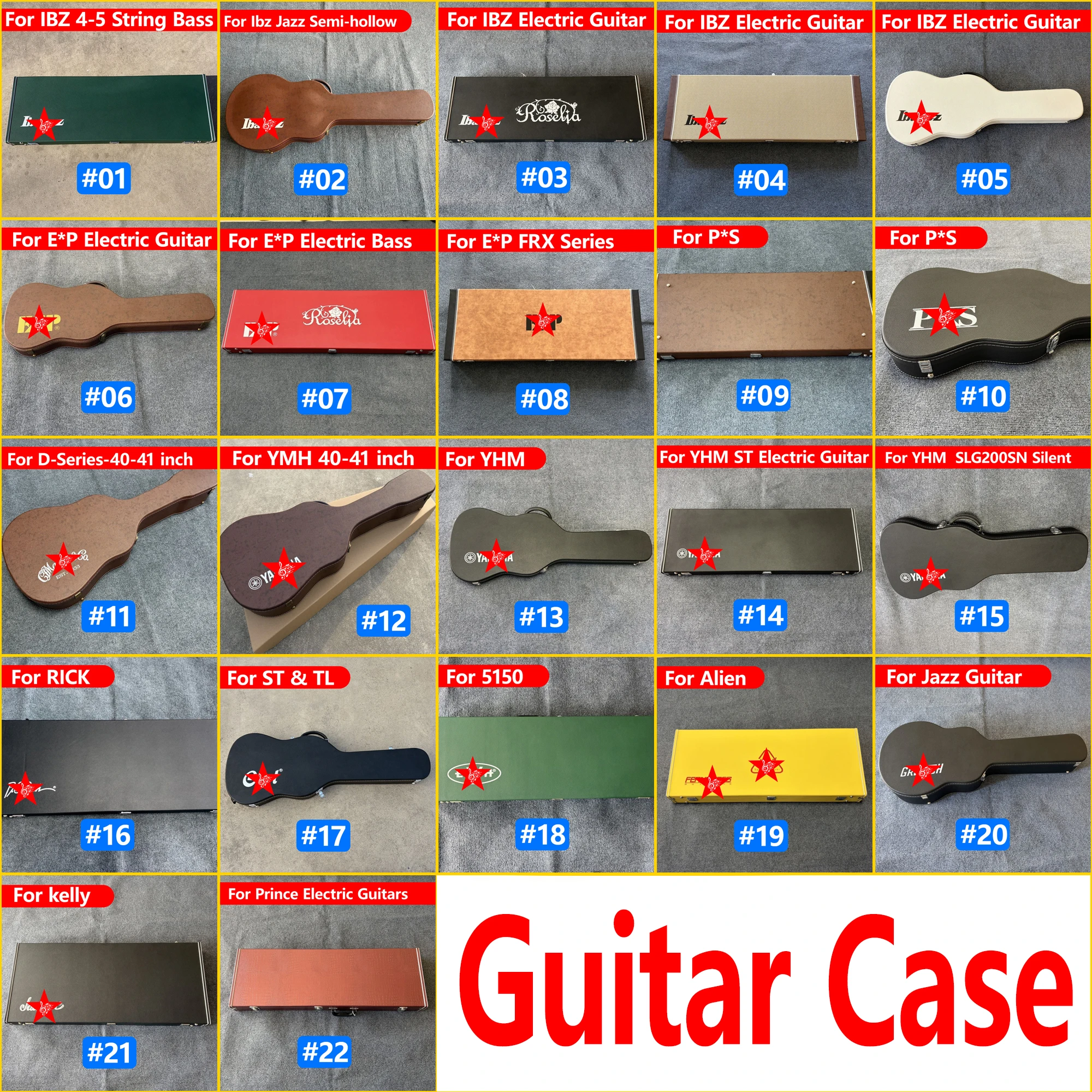 Premium Hard Guitar Case Plush Lining Storage Pocket for LP ST TL Electric Bass Acoustic Electric Guitar Protective Travel Case