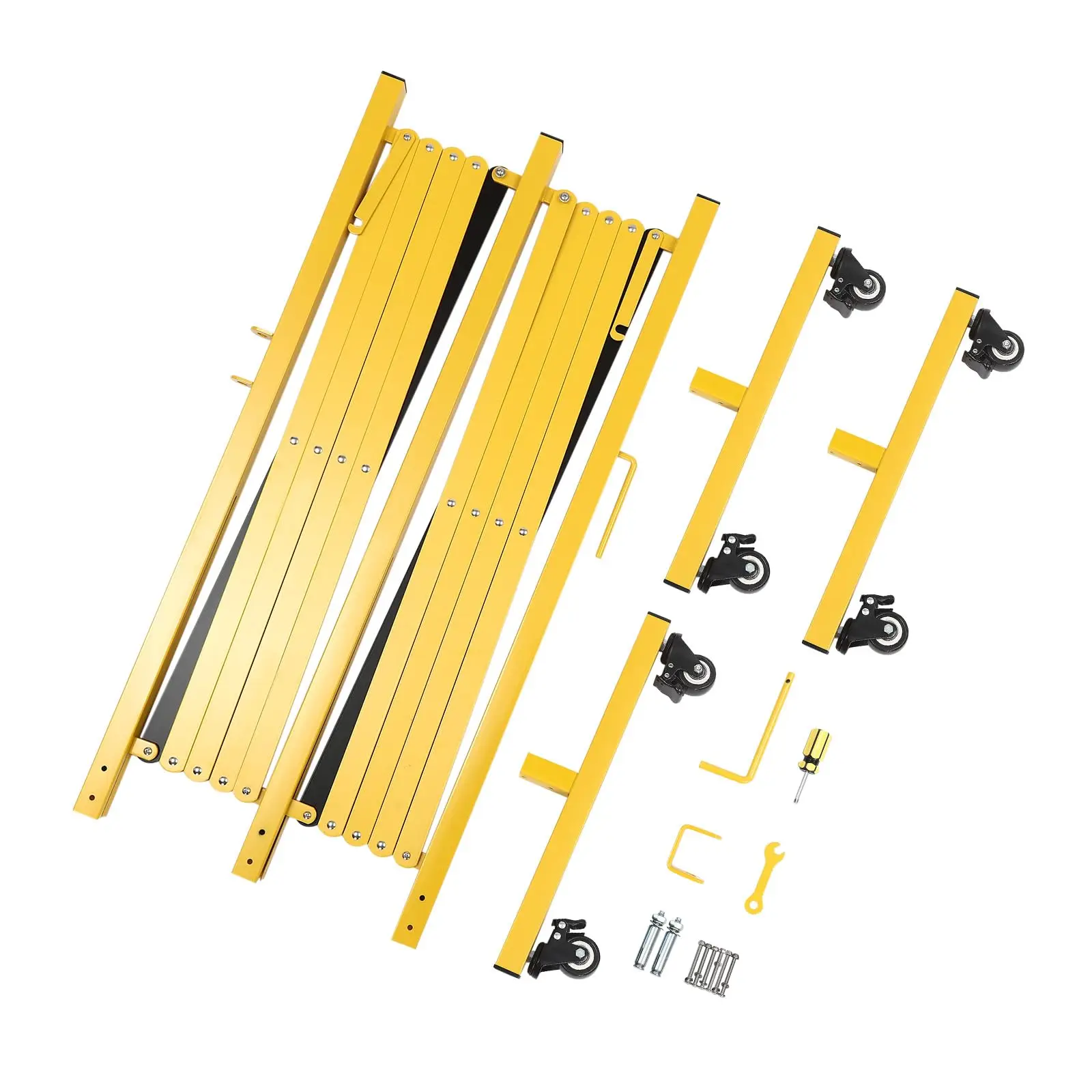 

Expandable Metal Barricade, Mobile Safety Barrier Gate with Casters, Adjustable Portable Traffic Fence, Folding Security Gate Fo