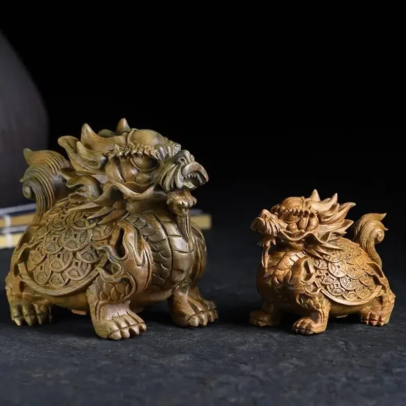 

Moyu зеленый сандал, украшение в виде черепахи-дракона, резьба по дереву, артефакт, Кирин, зверь, украшение для дома и офиса, украшение для богатства