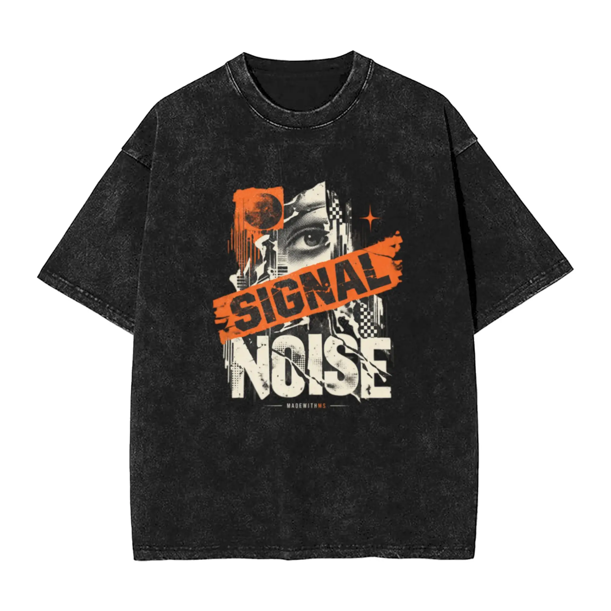 Signal Through Noise Grunge Punk Collage Classic Trendy A Vintage Oversized Cotton Unisex T-Shirts