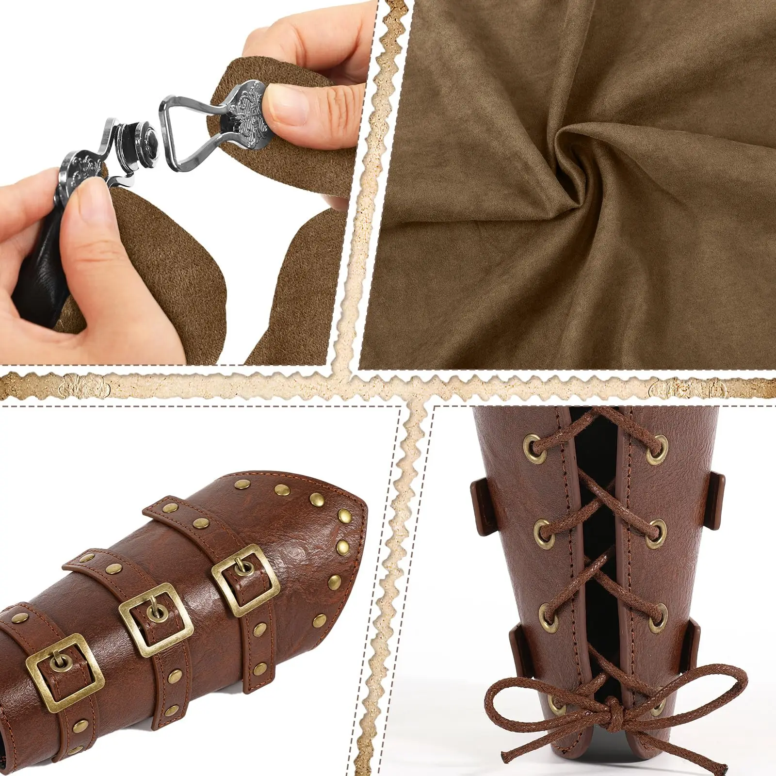 Średniowieczny płaszcz z kapturem Renesansowy aksamitny płaszcz z pasem wikingowskim Skórzane ochraniacze na ramiona Akcesoria do kostiumów dla dorosłych na Halloween