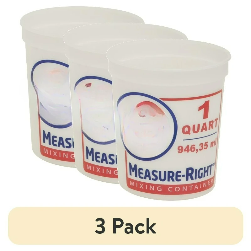 1 Quart Round Measure Right Plastic Mixing Container, Clear, 1 Each