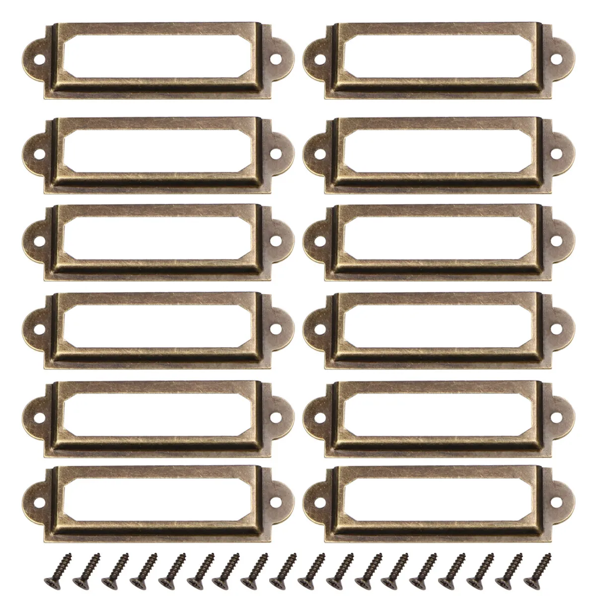 25Pcs Vintage Holder Tag Pull Frame for Jewelry Box Gift Cabinet Cupboard File Case Drawer Library Shelf Locker Door