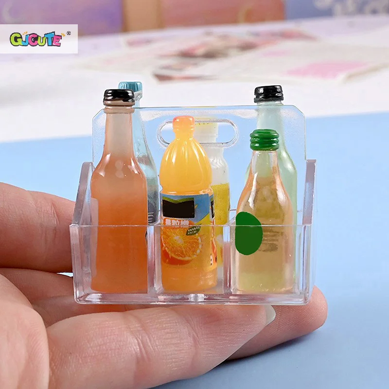 2 teile/satz Mini Getränke Flaschen Milch Flasche Basis Szene Dekoration Kinder Lebensmittel Spielen Puppe Haus Dekoration Spielzeug Modell