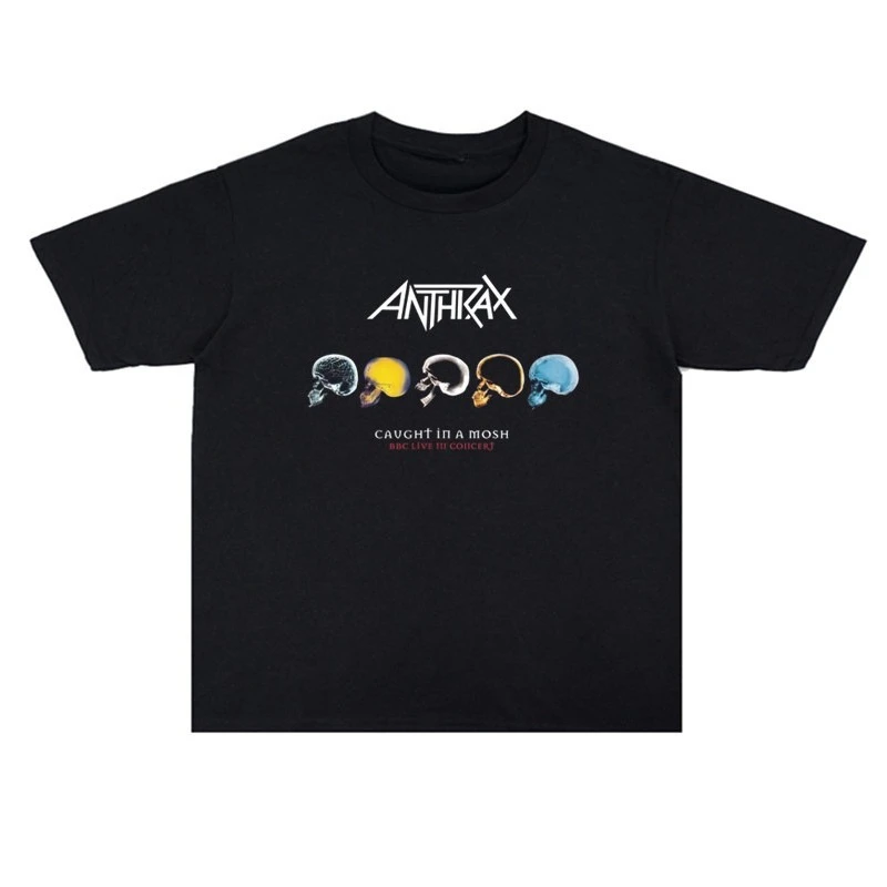 Printed Rock Anthrax Band Album Heavyweight Short-Sleeved T-Shirt Loose Vintage American Style Loose Fit