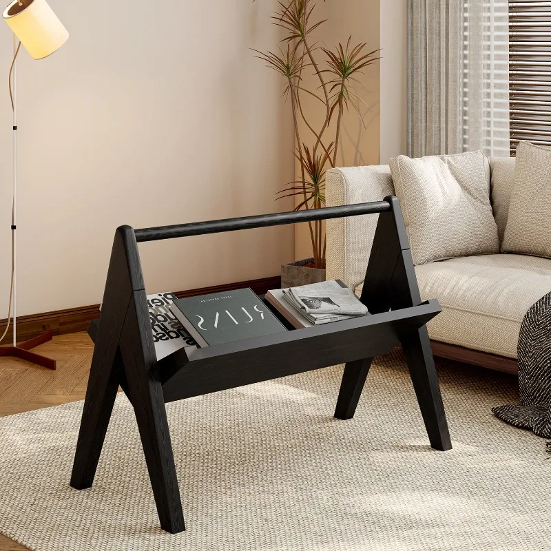 Minimalist Solid Wood Floor Magazine Rack Multi-Purpose Reading Stand for Book Modern Home Decor