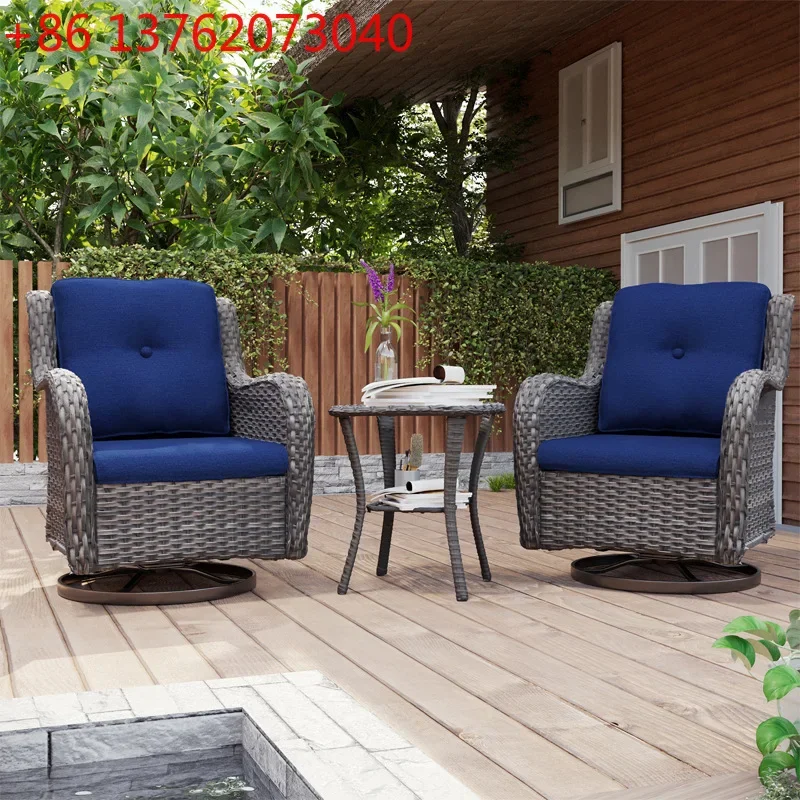 Outdoor rattan sofa, table and chair, rotating chair, rotating sofa, open-air leisure rattan art furniture