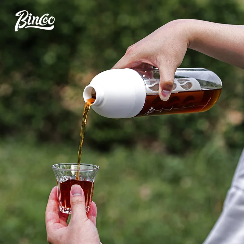 Bincoo 600 مللي ماكينة صنع القهوة المثلجة المحمولة المحكمة الغلق مع فلتر القهوة القابل للإزالة وأدوات القهوة وإبريق الشاي