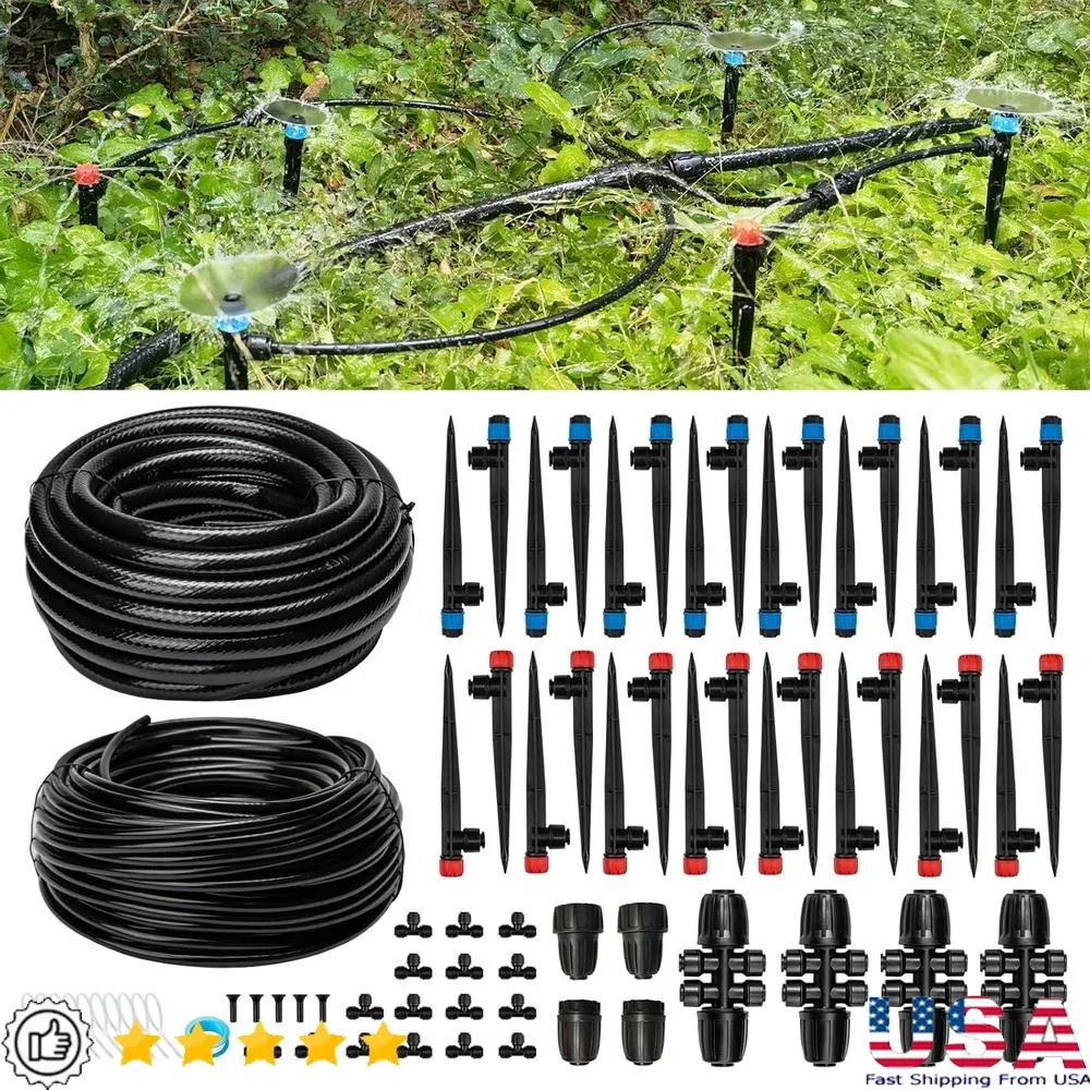 

200 футов автоматическая система капельного орошения, комплект для быстрого подключения, экономия воды, полив сада, растений, деревьев, цветов, теплицы, лужайки