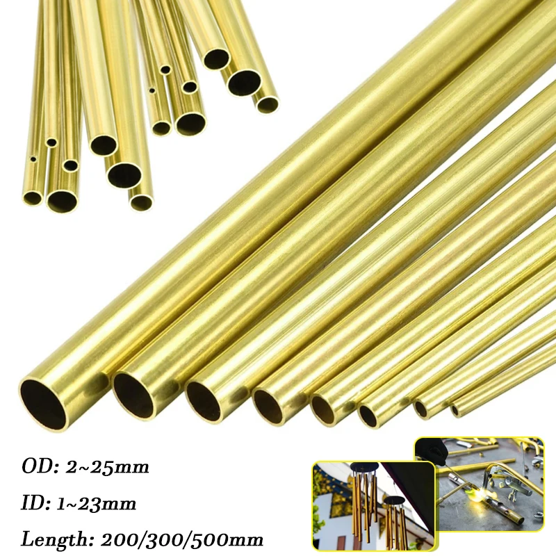 1 pcs Brass Tube Diameter 2/3/4/5/6/7/8/9/10/12/14/16/18/20/22/25mm Length 200mm/300mm/500mm Seamless Round Pipe Tubing