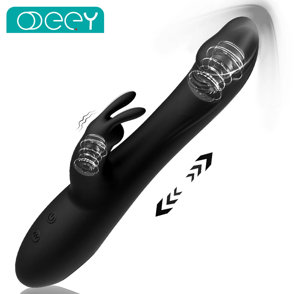 10 Speed G Spot Rabbit Female Vibrator Dual Motor Telescopic Clit Vagina Stimulation Powerful Dildo Masturbators Adult Sex Toys