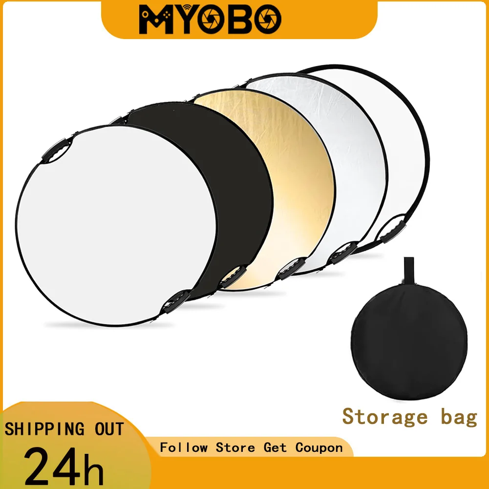 MYOBO Reflector Photography Collapsible Light Reflector with Carrying Case 5 in 1 Handle Reflector for Photo Studio Lighting