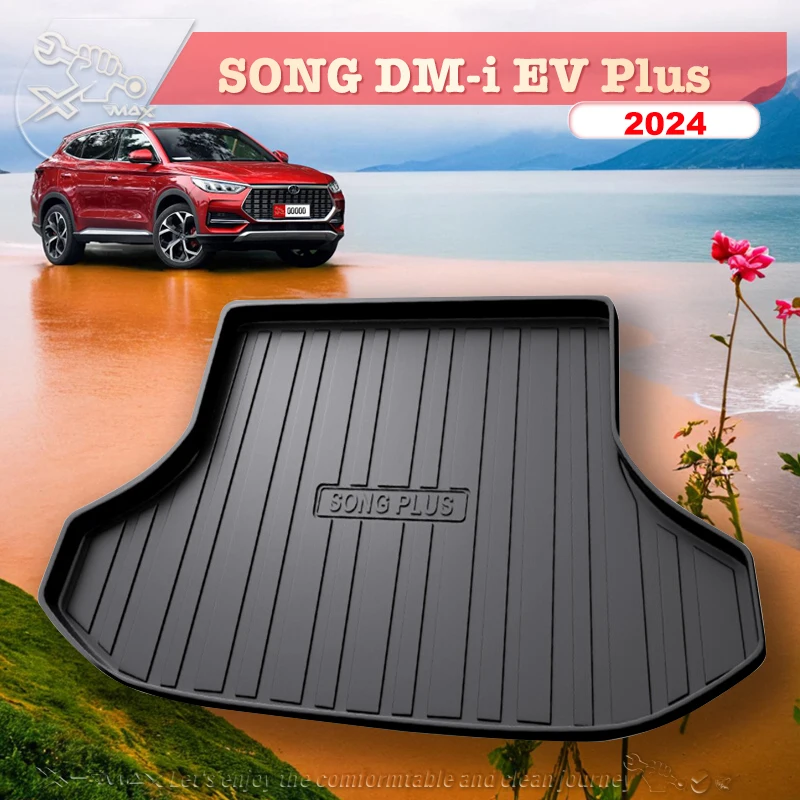 For BYD SONG DM-i EV Plus 2024 Fit Car Trunk Mat All Season Black Cargo Mat 3D Shaped Laser Measured Trunk Liners