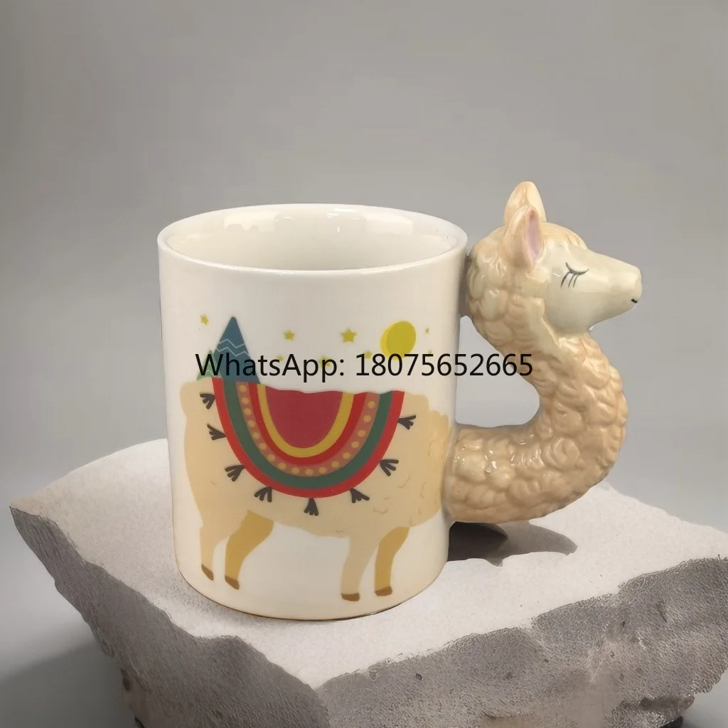 Temperature-sensitive color-changing alpaca ceramic mug - creative design coffee mug