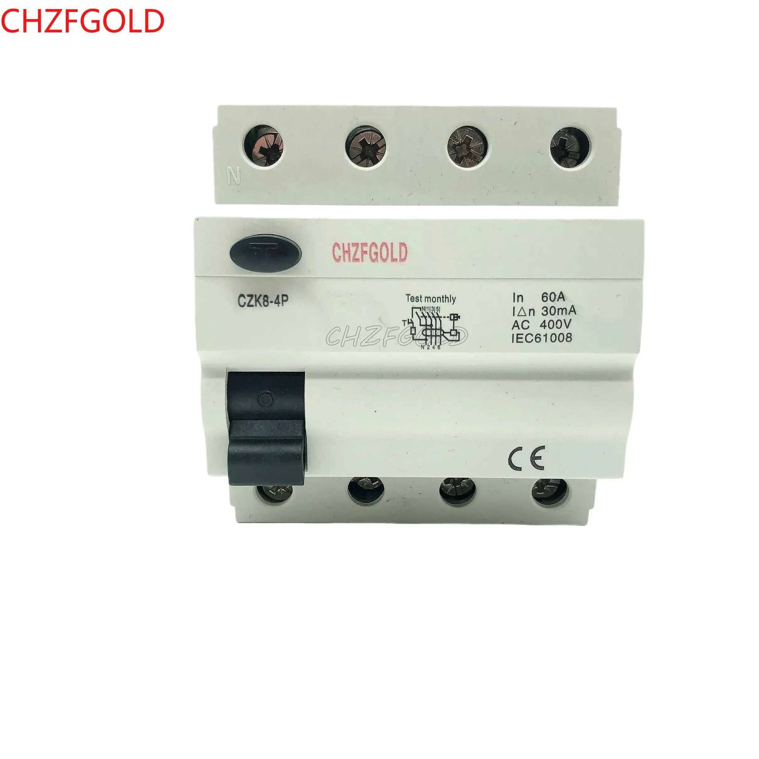 CHZFGOLD Din السكك الحديدية تسرب الأرض قواطع التيار تيار مستمر RCCB RCD 4P 63A 30mA 300mA نوع B 10KA