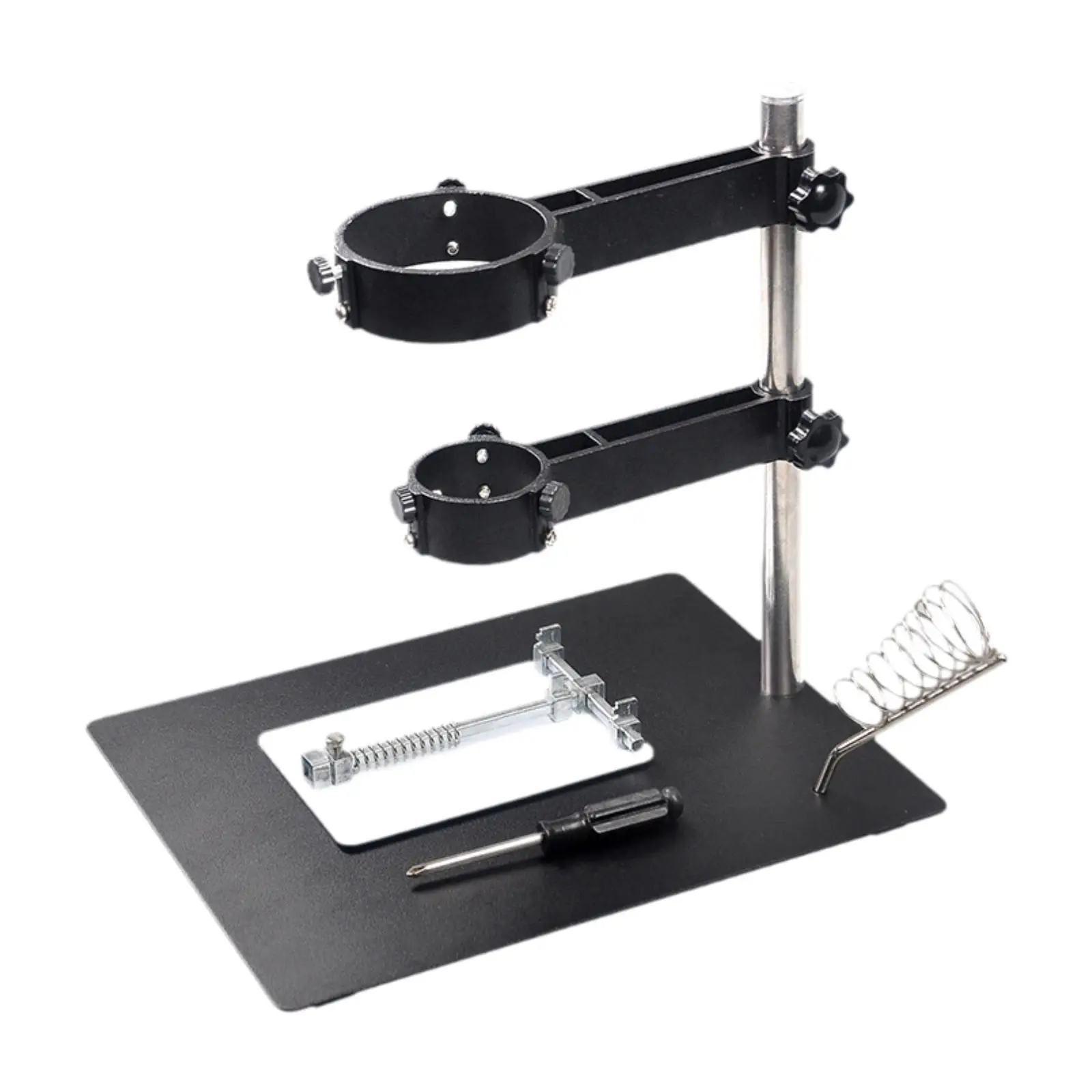 رف دعامة حامل، تركيبات قابلة للطي وقابلة للتعديل، مشبك مع تركيبتين للحام والإصلاح وسطح المكتب