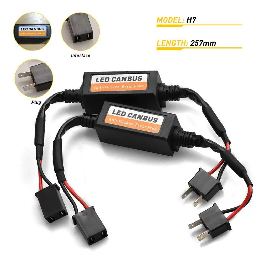 

ACTVCTA Car Decoders Plug And Play 2pcs/set 30CM Black H1 H4 H7 H11 9005 9006 9012 Easy To Install Fog Light LED Canbus