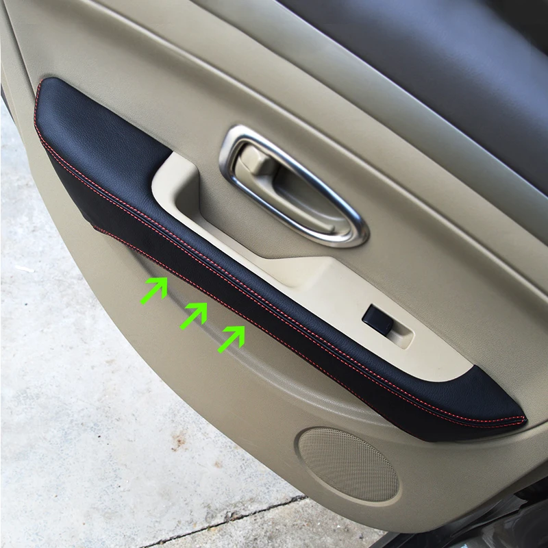 4PCS Car Styling Interior Microfiber Leather Door Armrest Panel Cover Trim For Nissan Slyphy Sentra 2006 2007 2008 2009-2011