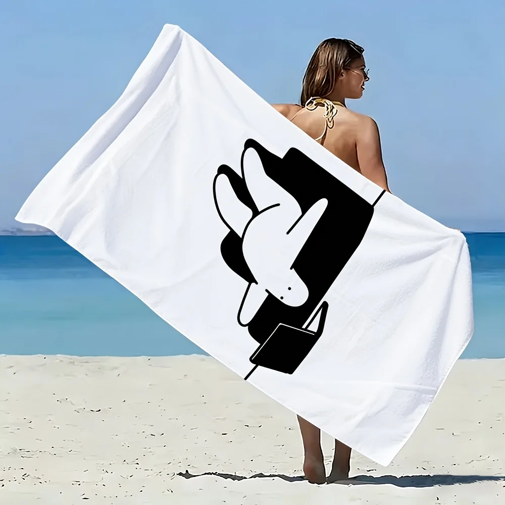 Funny Scribble Line Cat Pattern Towel For Beach Vacation Summer Pool Side Relaxing Moments And Party Supplies
