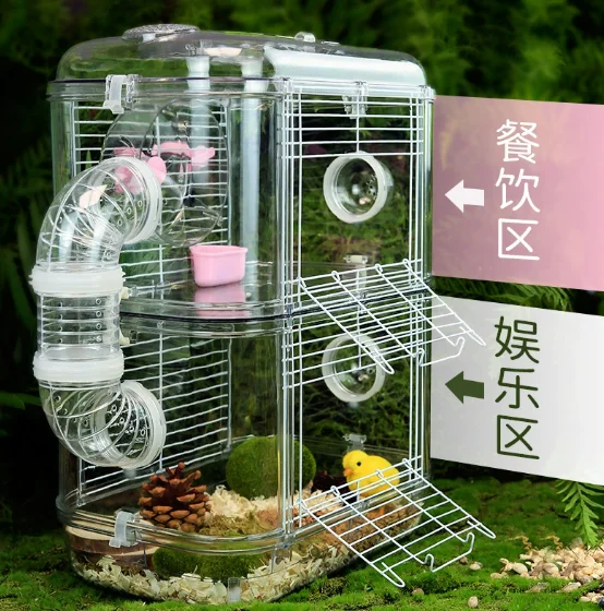 

Hamster cage oversized villa luxury double-layer cage easy to clean, golden bear special cage large
