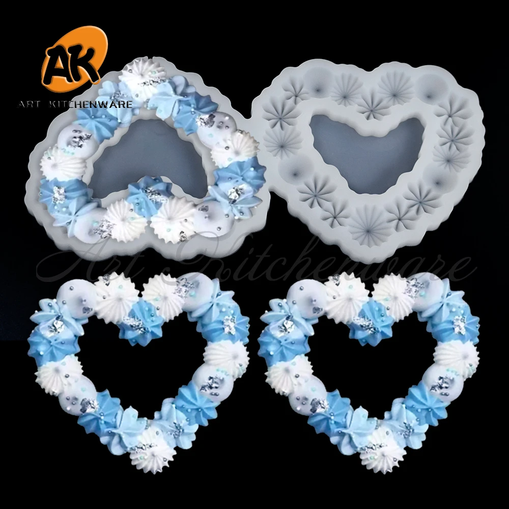 2 Hole Heart Shape Meringue Lollipop Silicone Mold DIY Fondant Chocolate Mould Epoxy Resin Model Cake Decorating Tools Bakeware