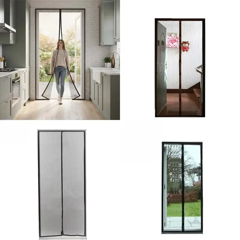 Durable Modern Polyester Curtain with Magnetic Strip Easy to Install for Home Door
