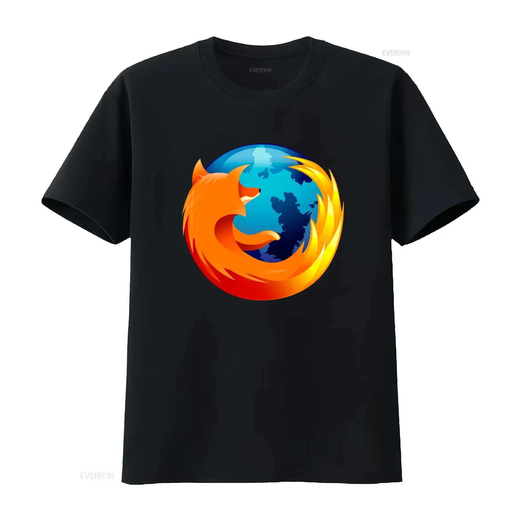 Vintage Mozilla Firefox T Shirt Retro Computer Software Design for Geeks vintage Washed Stylish Casual Breathable Slightly