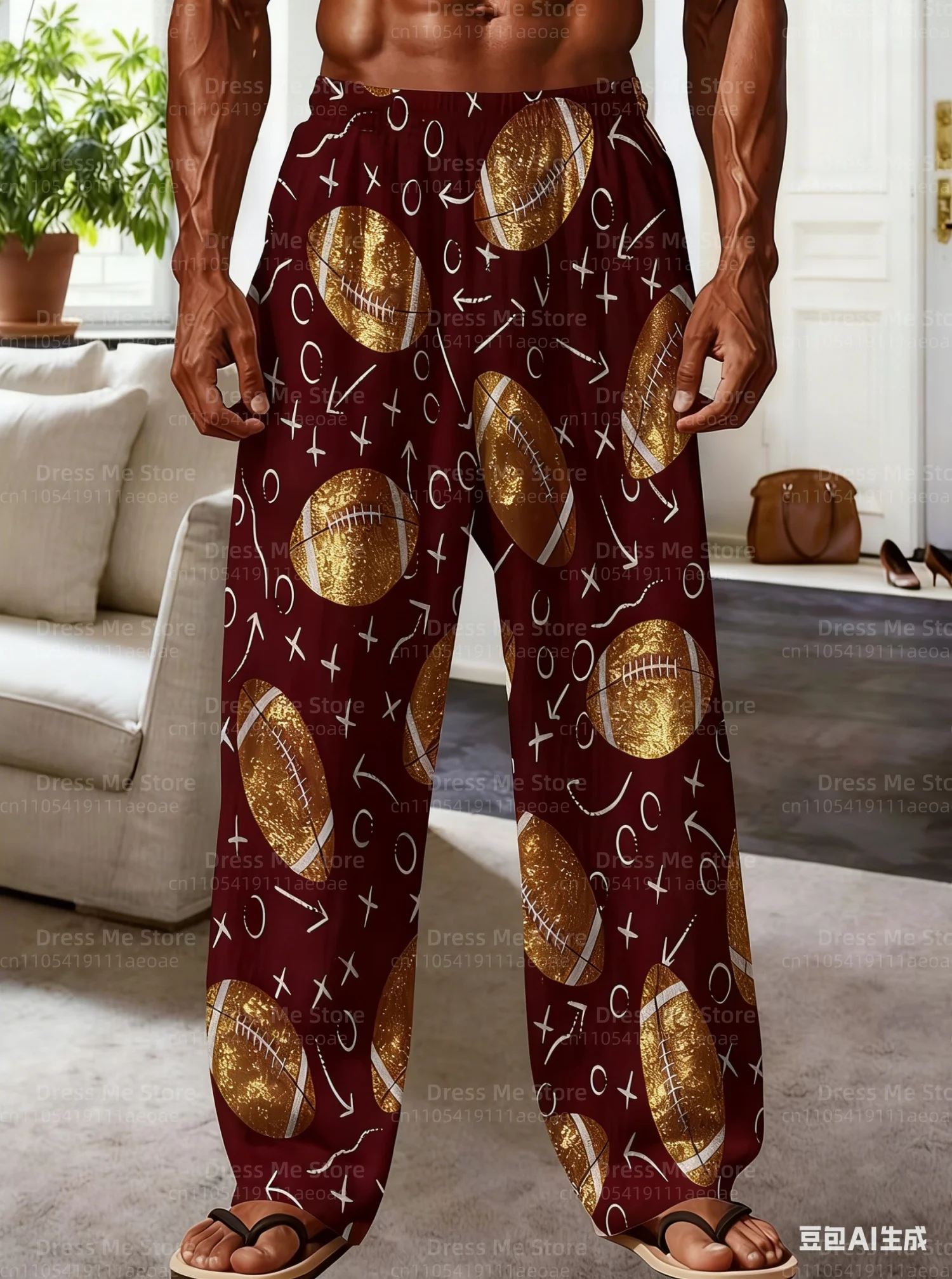 

Men Cartoon Soccer Pattern Pajama Pants Print Casual Fashion Long Pants Autumn Winter Trendy Brand Trousers Men Adult Clothing