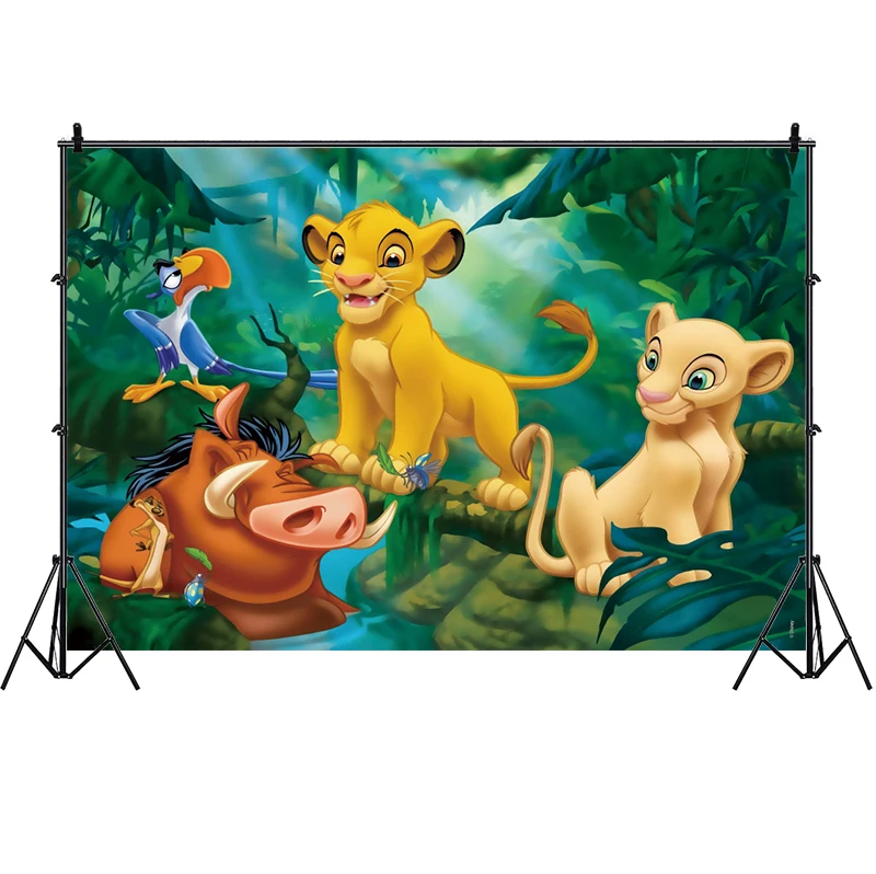 Lion King fondale Simba Boy Baby Shower 1st Animal Forest Happy Birthday Party photography Background Photo Banner Decoration