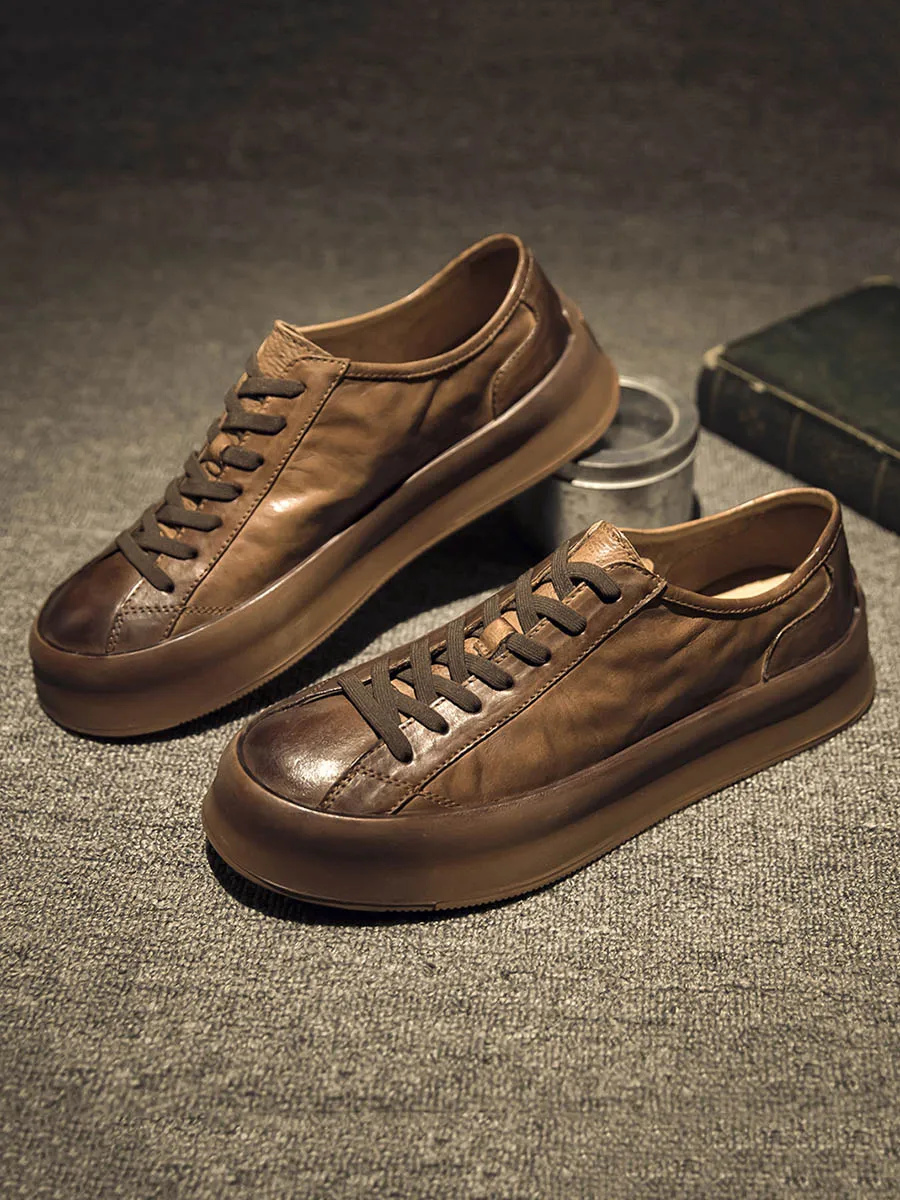 

Men's Retro Thi Bot Casual oes Spring Season Genuine Leather Breathable Color Rubbing Leather oes Faionable All-Match