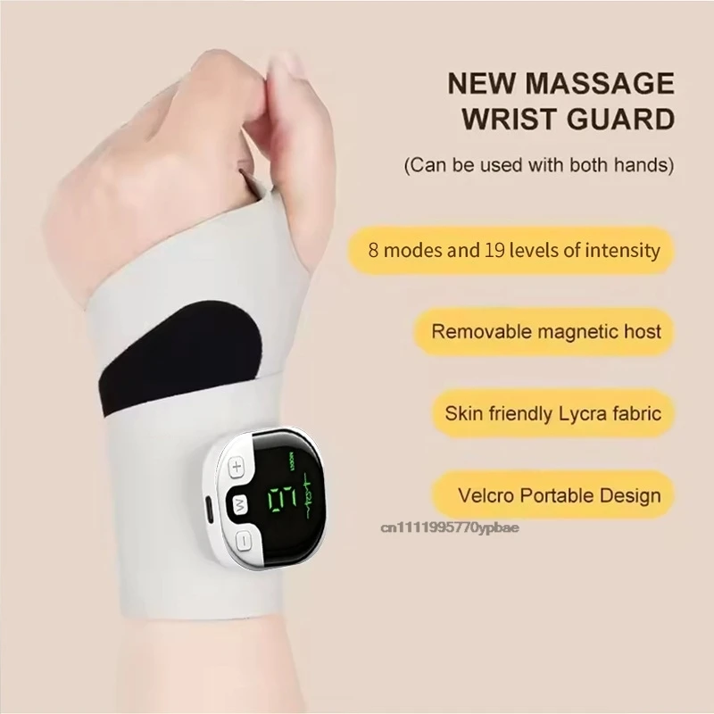Cordless Wrist Massager - USB Charging Carpal Tunnel Relief Device with Vibration for Tendonitis Pain Therapy