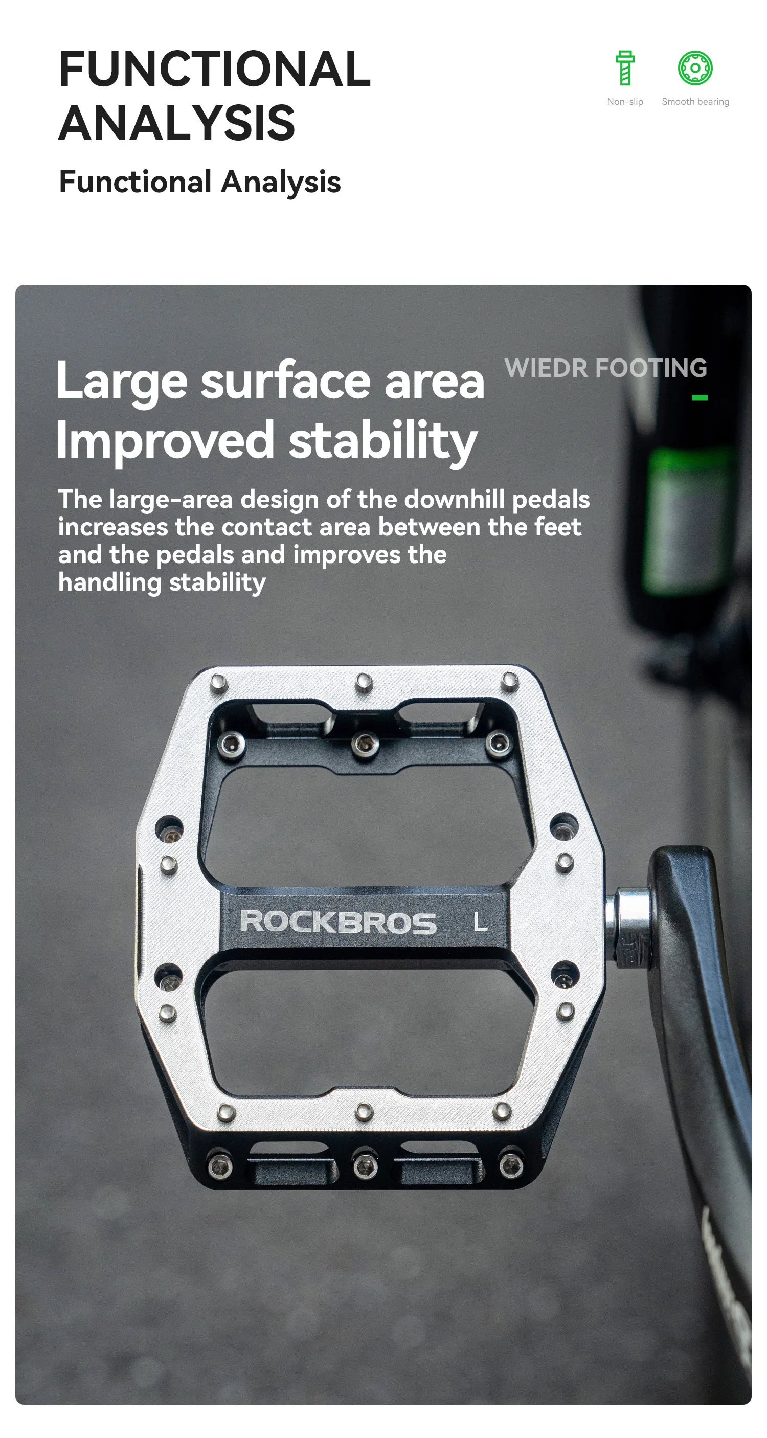 ROCKBROS Fahrradpedale Aluminiumlegierung Gedichtete Lagerpedale Leichte MTB Rennrad Plattformpedale Rutschfest Staubdicht – Detail 4