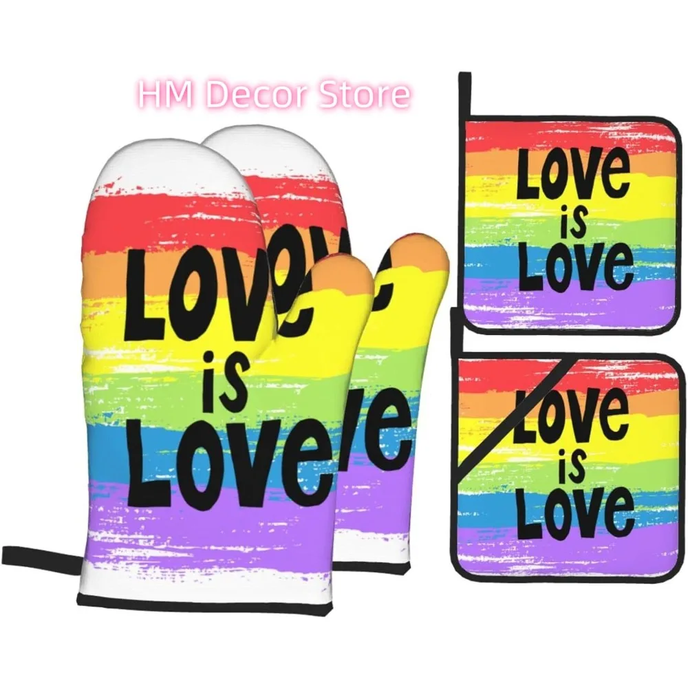 

Набор из 4 прихваток и подставок для кастрюль Rainbow Pride Love, варежки и прихватки для прихожей, термостойкие перчатки для приготовления пищи на кухне Ba