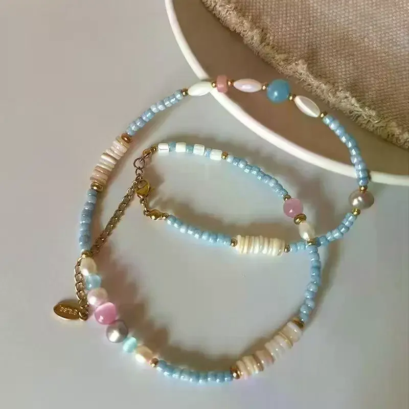 Natural Stone Freshwater Pearl Collar Chain Necklace For Women Elegant Stylish Handmade Beads Necklaces Jewelry Gift
