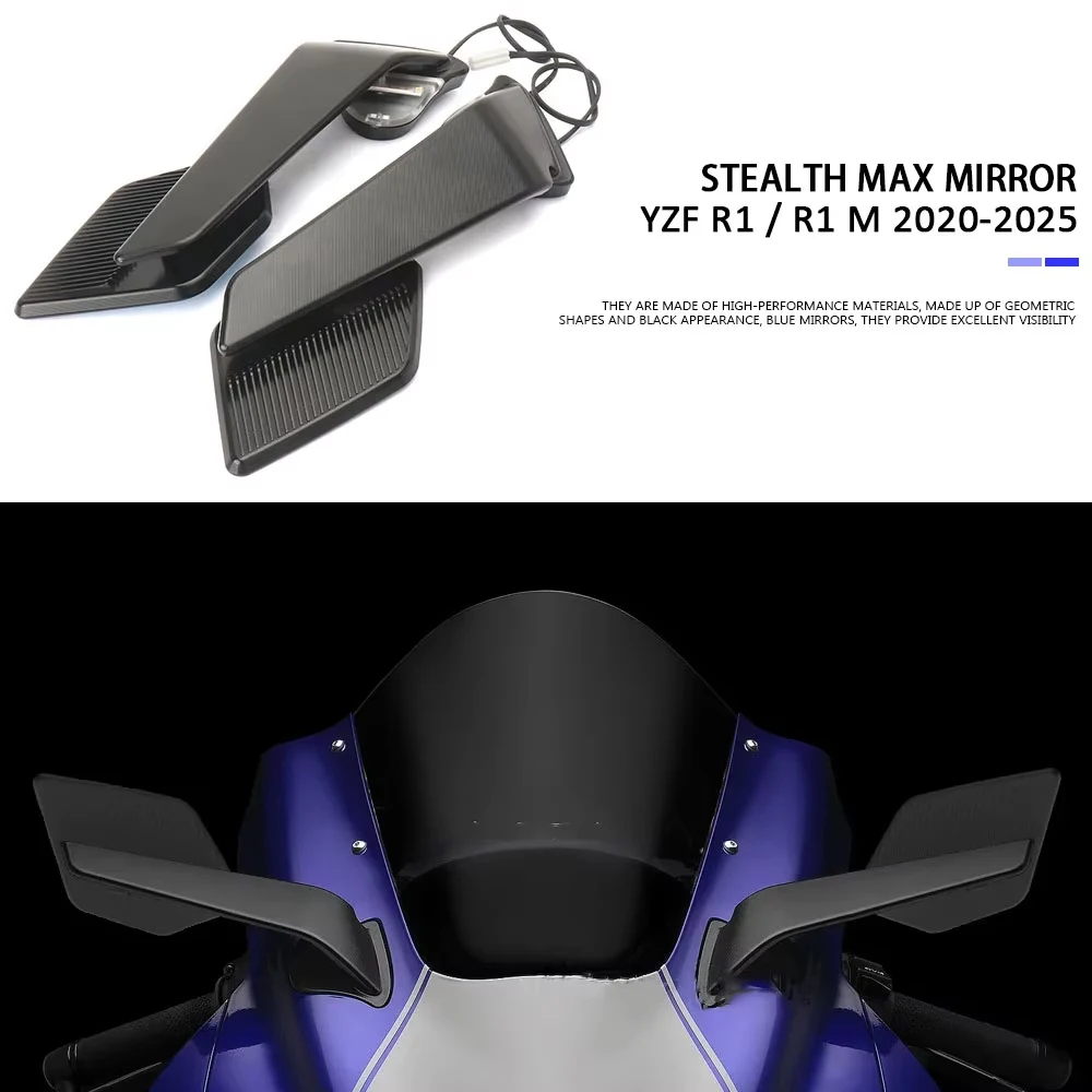 

New Rearview Mirrors with LED Rotating Adjustable Wing Mirrors For YAMAHA YZF R1 R1M 2020-2025 Motorcycle Accessories