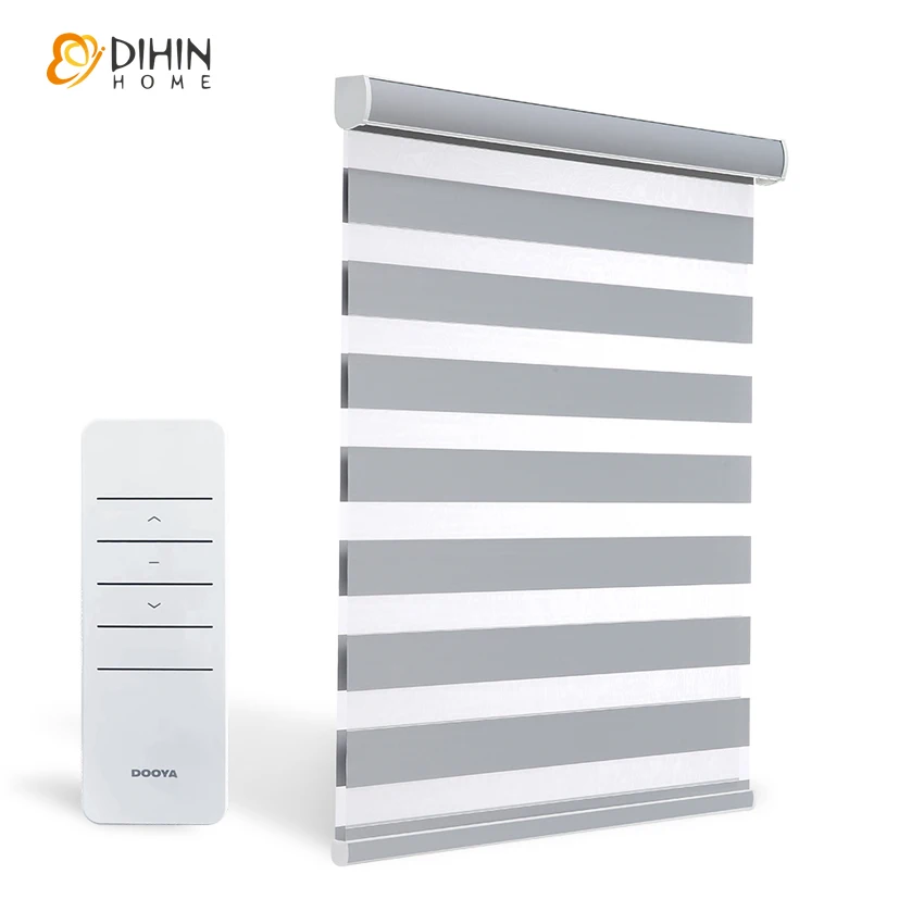 DIHIN HOME Custom Made Zebra Blinds for Windows Motorized Roller Blinds Light Filterer Blackout Window Shades Cut To Sizes