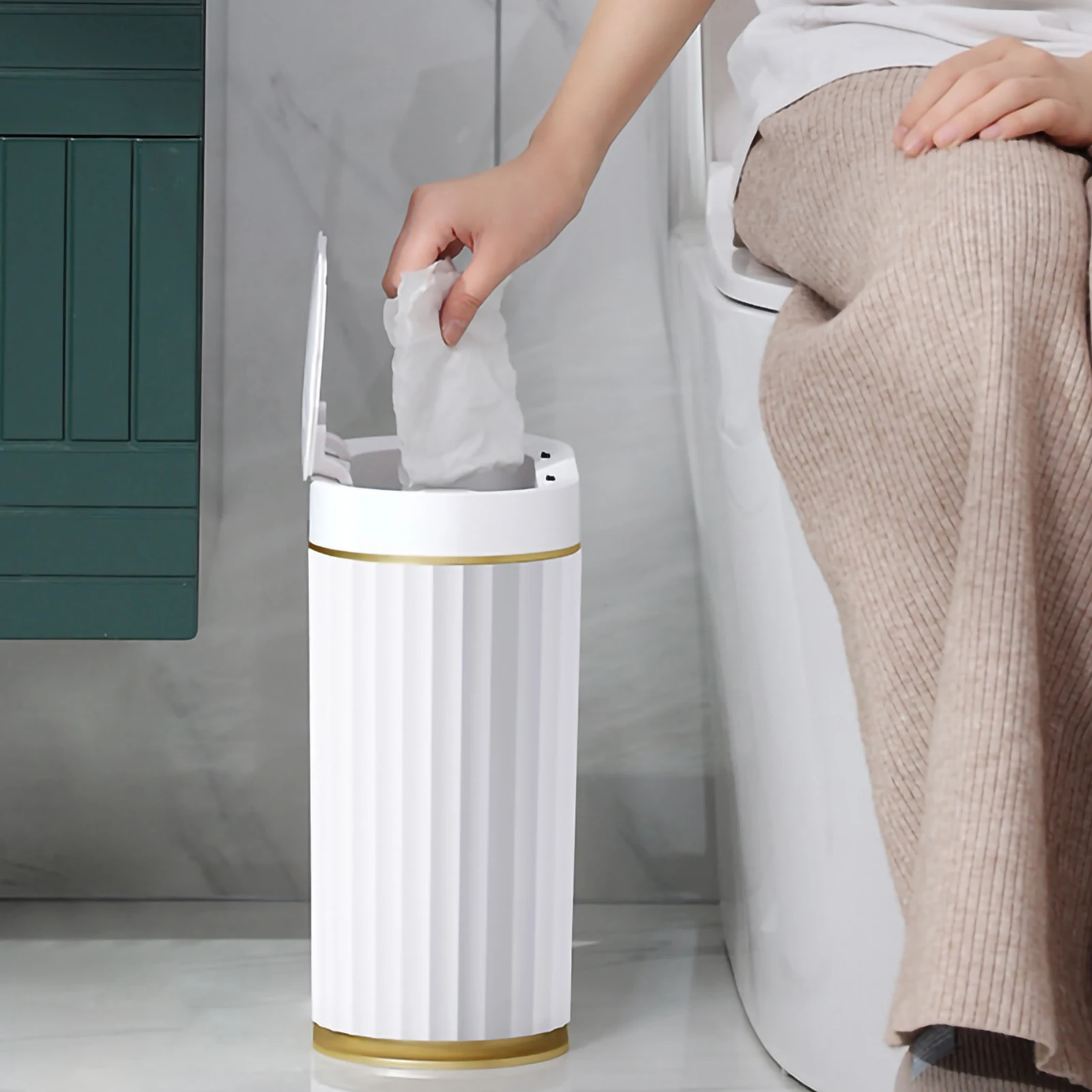 7L Touchless Smart Sensor Trash Can Automatic Bathroom Trash with Lid Luxury Garbage Bin Intelligent Home for Kitchen Bedroom