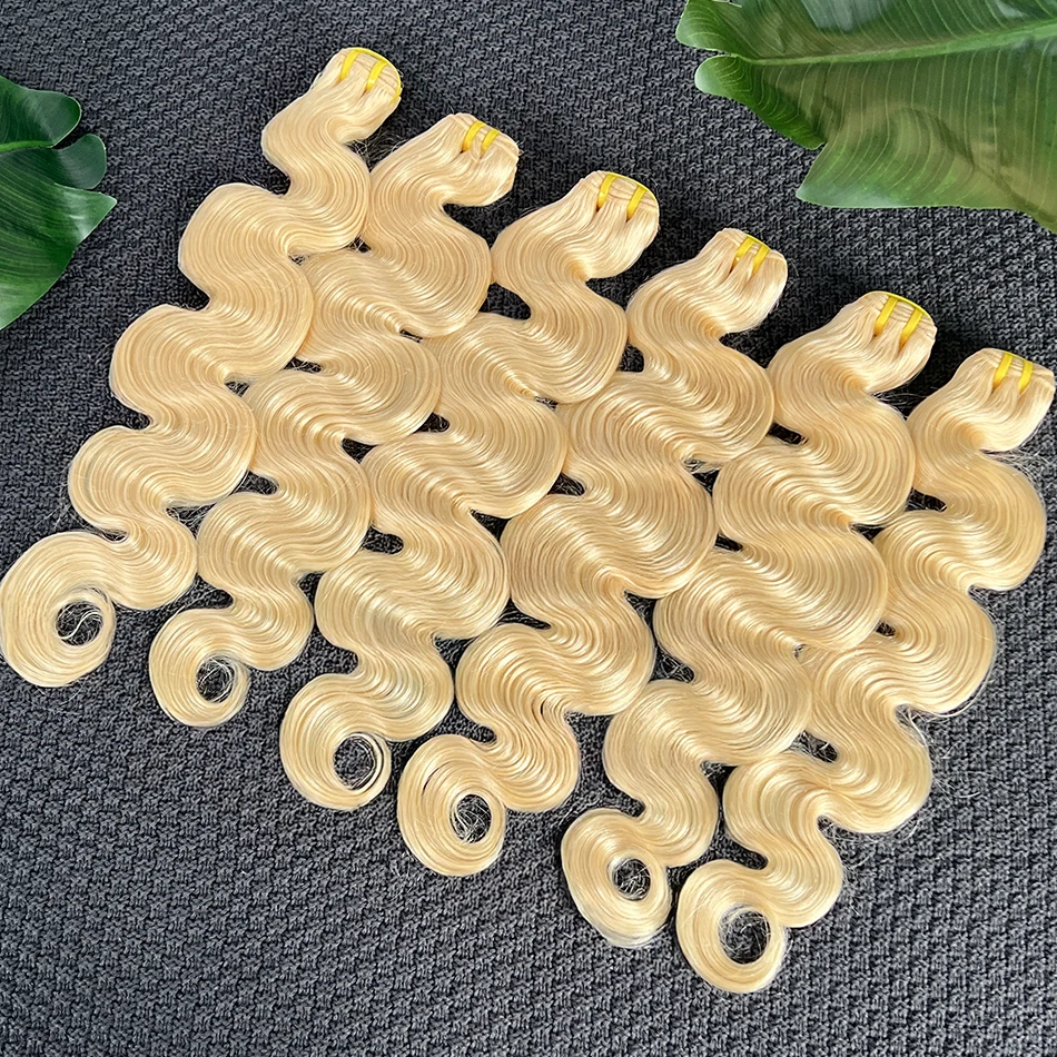 Объемная волна # 613 Светлые пучки человеческих волос с двойным утком, вьетнамские волнистые 100% необработанные девственные волосы, плетение, наращивание, предложение