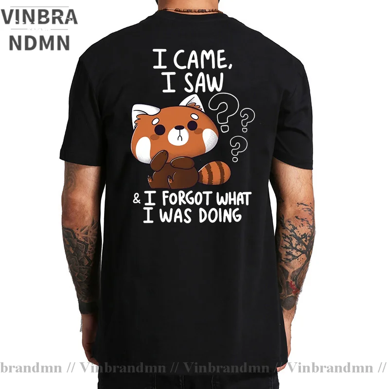 Funny Red Panda T Shirts Humor Cartoon Raccoon I Came I Saw I Forgot What I Was Doing T-shirt Streetwear Hip Hop Harajuku TShirt