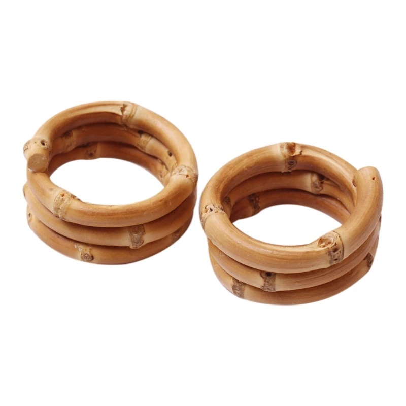 

6 Pack Home Dinner Table Serviette Buckles Eye-Catching Bamboo Husk Table Decoration Napkin Rings For Wedding