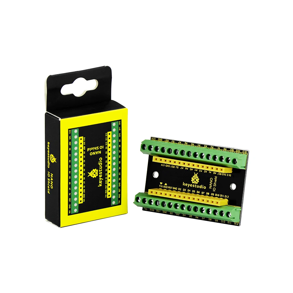 Keyestudio – bouclier NANO IO pour contrôleur Compatible Arduino Nano Ch340, livré avec deux trous fixes de 3mm pour carte d'expérimentation de bricolage