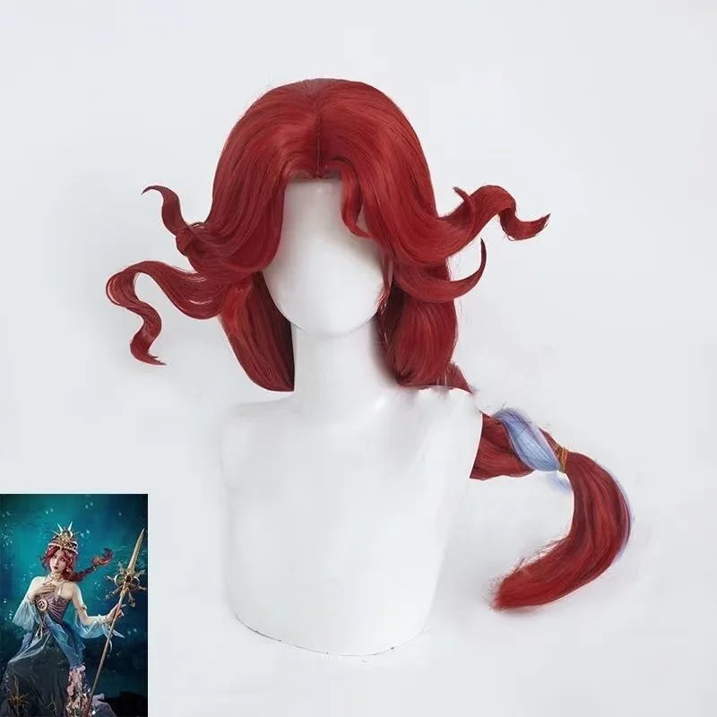 

1 piece red-to-blue gradient inverted single twisted long hair wig in the style of the Witch character from *Identity V* cosplay