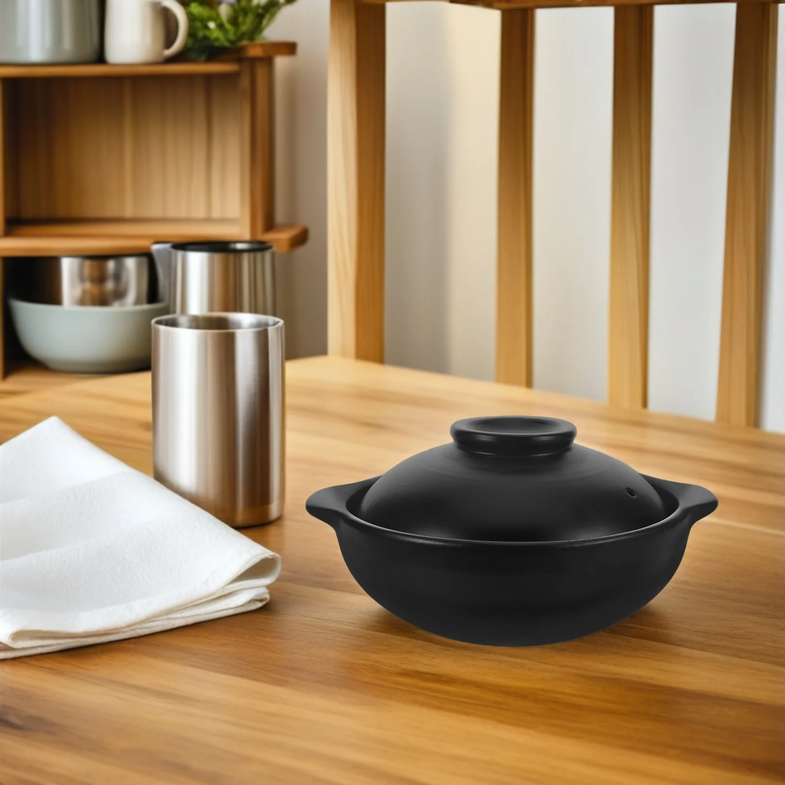 Ceramic Clay Pot Heat Resistant Stew Pot Cooking Soup Rice Dishes 900Ml Kitchen Casserole for Flame Gas Stove Kitchen Casserole