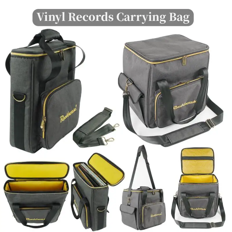 

Vinyl Record Carrying Bag for 12" LP Albums. Fits 100 Records for Gigging DJs and Vinyl Storage with Zipper and Shoulder Strap