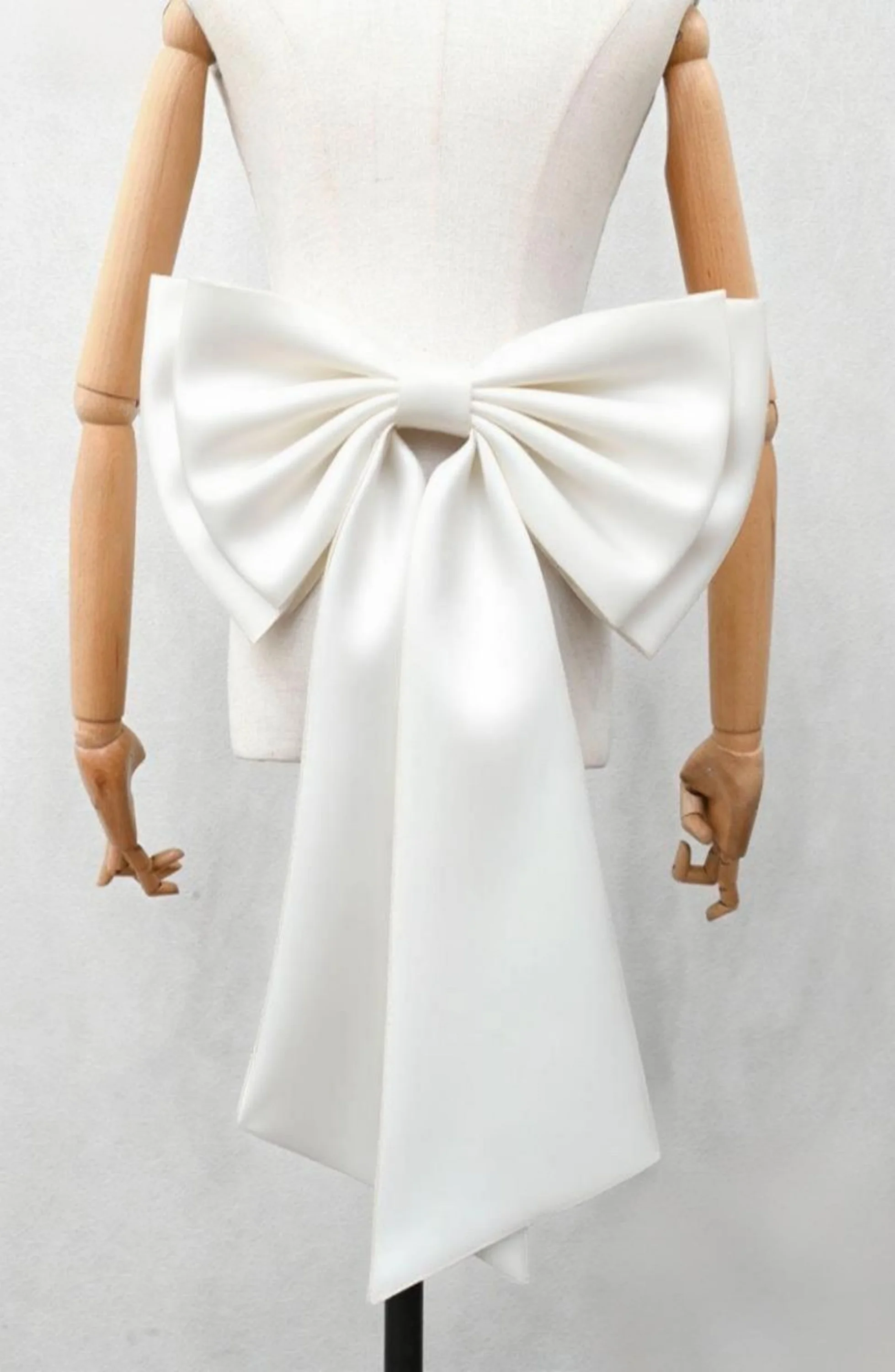 SBS Detachable Satin Wedding Dress Oversized Bridal Accessory White Satin Big Bow Long Tail Back Bow For Bride Evening Gown