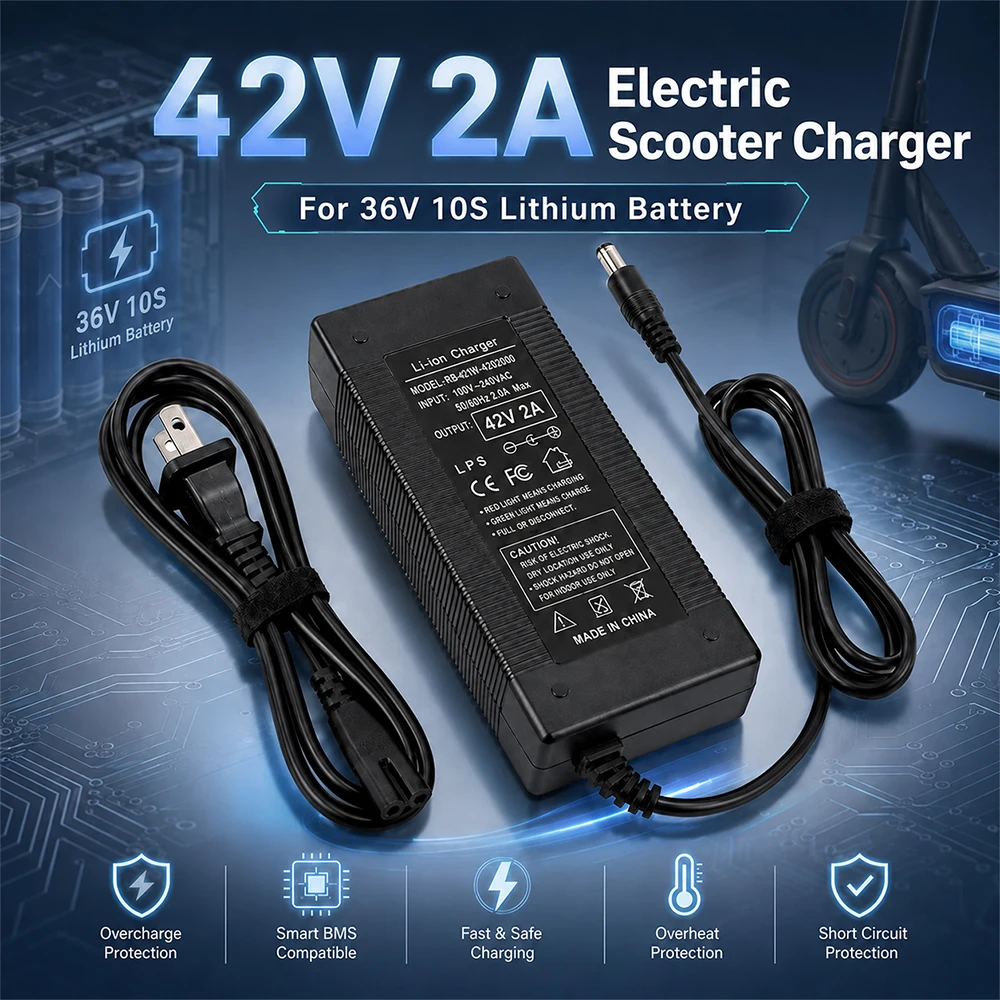 Image of 42V 2A Elektroroller-Ladegerät Kompatibel mit iScooter i9 i8 i8L E9D E9 Pro E9T i9 Pro i9 Plus 1S isinwheel S9 S9 Pro S9 Max