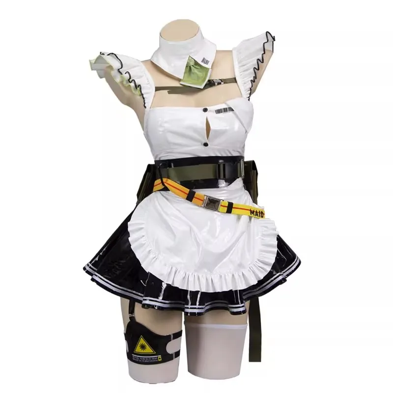 NIKKE The Goddess of Victory Cosplay Soda Sexy Leather Jumpsuit Anime Maid Skirt Lolita Apron Headwear Pantyhose Halloween