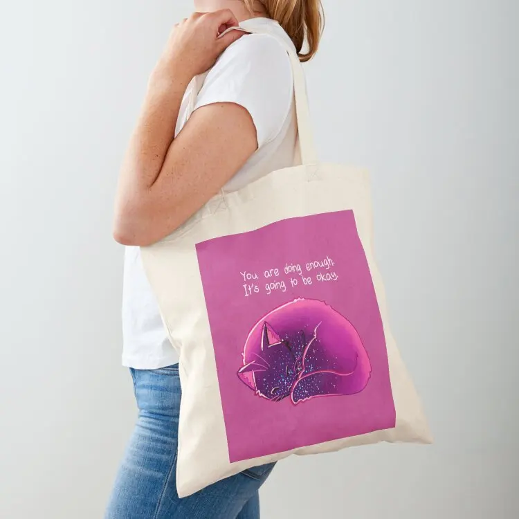You Are Doing Enough Cat Tote Bag shopper bags canvas bags Women's shopper bag